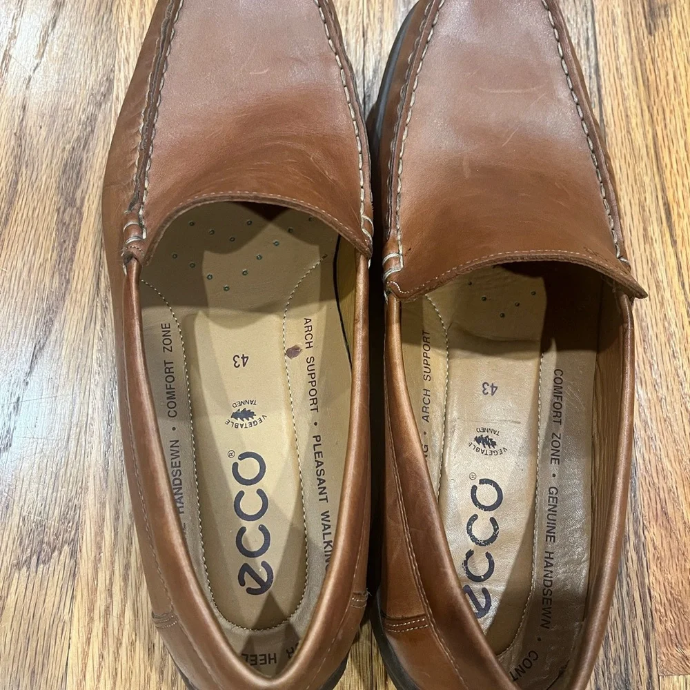 ECCO‎ Brown Leather Classic Slip On Loafer Shoes Men's Size 43 (9-9.5) US